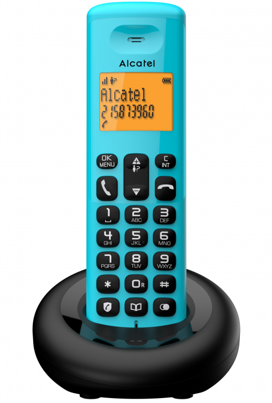 Teléfono inalámbrico Dect Alcatel E160, con bloqueo de llamadas, azul